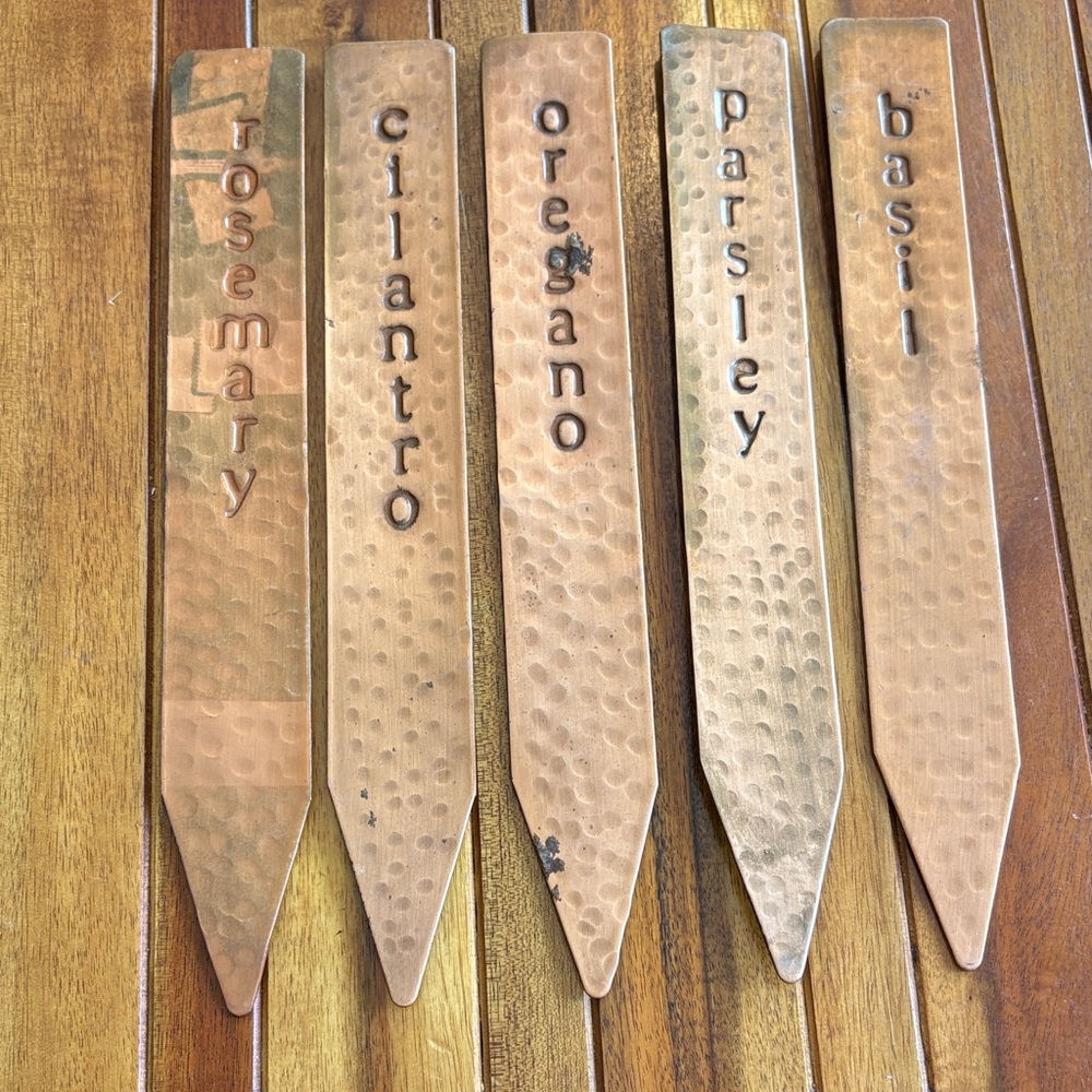 Stamped HammeredCopper Garden Plant Markers Set of 5